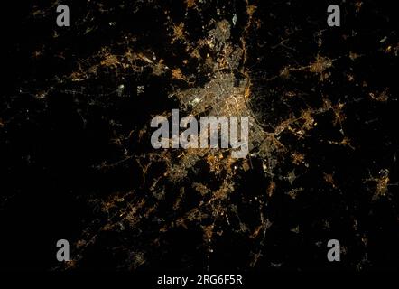 The city of Turin in northwestern Italy at night, taken from the International Space Station. Stock Photo