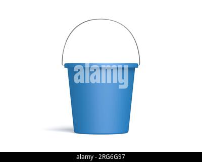 Blue bucket isolated on white background. Plastic. 3d illustration. Stock Photo