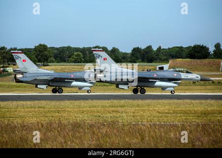Turkish Air Force F-16C Jets during Exercise Air Defender 2023 in Jagel, Germany. Stock Photo