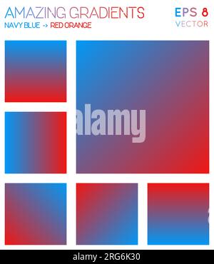 Colorful gradients in navy blue, red orange color tones. Admirable gradient background, fabulous vector illustration. Stock Vector