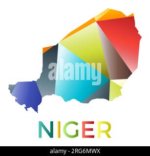 Bright colored Niger shape. Multicolor geometric style country logo. Modern trendy design. Captivating vector illustration. Stock Vector