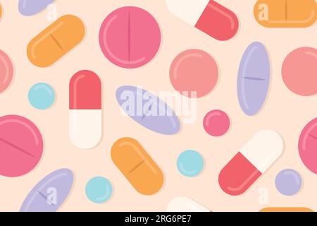 medical seamless pattern with colorful pills- vector illustration Stock Vector