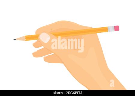 hand holding pencil; drawing, writing, sketching concept- vector illustration Stock Vector