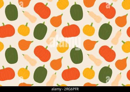 autumn seamless pattern with colorful pumpkins- vector illustration Stock Vector