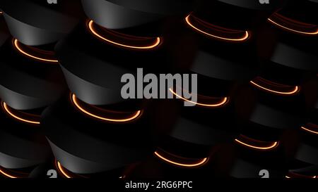 A sci-fi many wifi speakers with a glowing orange and black elegant and modern 3D rendering image backgroundhigh Resolution 3D rendering image Stock Photo