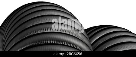 A background of an Elegant and Modern 3D Rendering image with stretched bellows on the dark grey carbon fiber cablehigh Resolution 3D rendering image Stock Photo