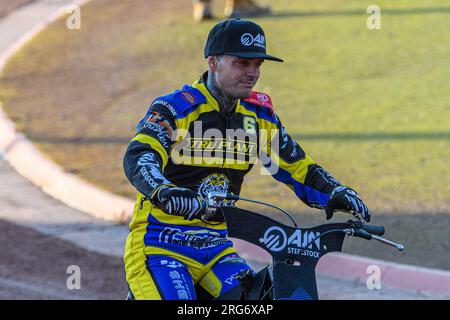 Lewis Kerr - Sheffield TruPlant Tigers during the Sports Insure Premiership match between Belle Vue Aces and Sheffield Tigers at the National Speedway Stadium, Manchester on Monday 7th August 2023. (Photo: Ian Charles | MI News) Credit: MI News & Sport /Alamy Live News Stock Photo