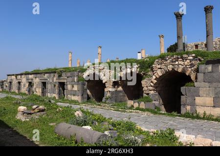 Irbid Rome Roman Greek amphitheater in Umm Qais city (gadara) Irbid, Jordan (old ...