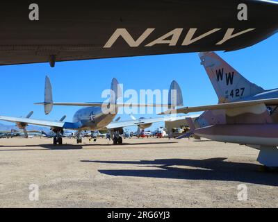 TUSCON, USA - MAY 13: visiting the Pima Air and space Museum with a collection of more than 300 aircrafts at may 13, 2011 in Tuscon, USA. The yellow s Stock Photo