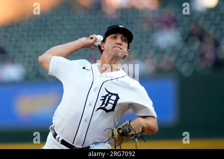 Detroit Tigers relief pitcher Beau Brieske (4) throws against the  Cincinnati Reds in the third inning of a baseball game, Tuesday, Sept. 12,  2023, in Detroit. (AP Photo/Paul Sancya Stock Photo - Alamy
