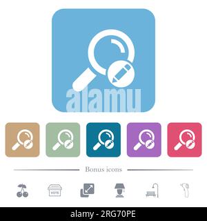 Edit search terms white flat icons on color rounded square backgrounds. 6 bonus icons included Stock Vector
