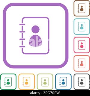Spiral contact book alternate simple icons in color rounded square frames on white background Stock Vector