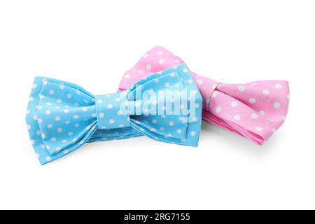 Different stylish bow ties on white background Stock Photo