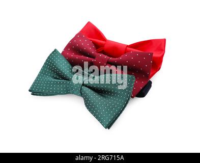 Different stylish bow ties on white background Stock Photo