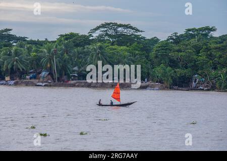 Sail boat on the Kirtonkhola River in Barisal. Bangladesh. Stock Photo