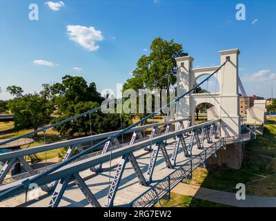 Aerial photo Waco Suspension Bridge Texas Stock Photo