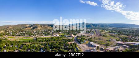 Aerial panoramic photo Raton New Mexico view of Sugarite Canyon State Park summer 2023 Stock Photo