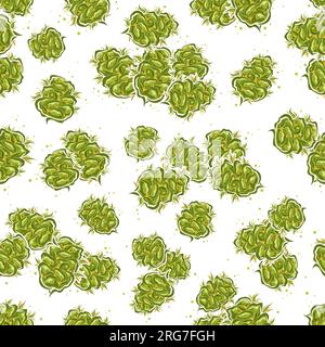 Vector Cannabis Flowers Seamless Pattern, repeating background with isolated illustrations of medicinal cannabis buds for wrapping paper, collection o Stock Vector