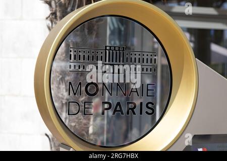 Bordeaux , France -  07 28 2023 : monnaie de paris sign logo and text brand on vending machine commemorative coin production Stock Photo