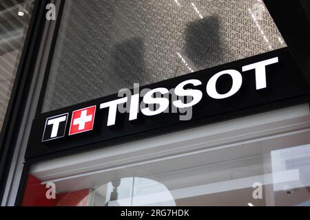 TISSOT FASHION WATCHES SHOP ENTRANCE IN CORSO STREET Stock Photo