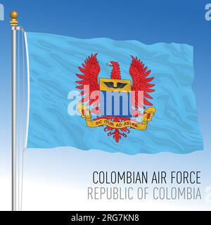 Colombian Air Force waving flag, Colombia, south america, vector illustration Stock Vector