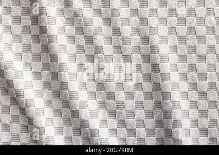 Gray checkered napkin. Tablecloth texture. Top view Stock Photo