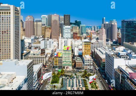 San Francisco, USA -July 24, 2010: Platform at the Sheraton is open for Tourists at Midday to get a scenic overview  over the city  in San Francisco, Stock Photo
