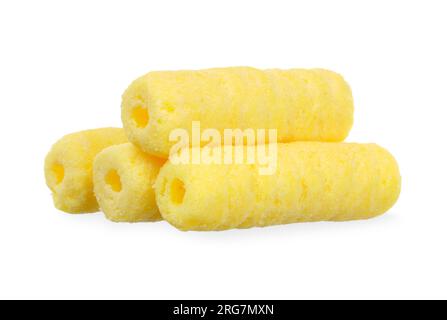 Hole corn snack isolated on white background. snack clipping path. Stock Photo