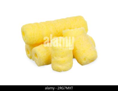 Hole corn snack isolated on white background. snack clipping path. Stock Photo