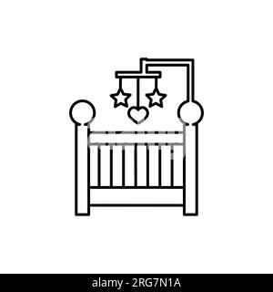 Baby crib or infant bed flat illustration on white background Stock Vector