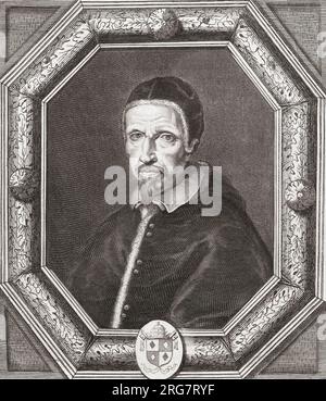 Pope Clement IX (1600-1669) on engraving from the 1800s. Born Giulio ...
