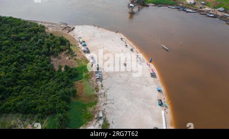 Amazonian beaches, white sand from the Nanay river in the Peruvian jungle Stock Photo