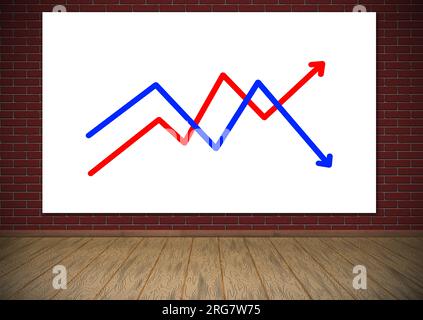 poster with chart hanging on red brick wall Stock Photo