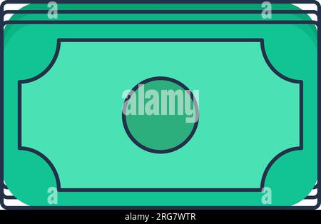 American dollars, paper green banknotes bundle icon. Symbol of luxury wealth and prosperity. Cash, turnover finance banking. Stroke outline vector iso Stock Vector