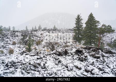 Ice Cave and Bandera Volcano in New Mexico Stock Photo