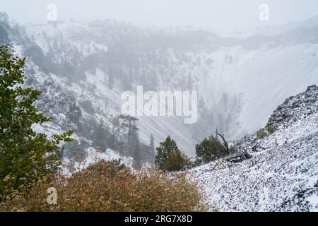 Ice Cave and Bandera Volcano in New Mexico Stock Photo