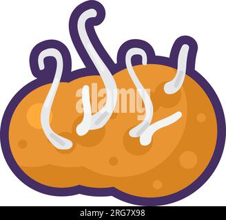 Old sprouted potatoes. Leftovers and scraps of food. Flat icon in stroke, element for infographics design. Simple cartoon outline vector isolated on w Stock Vector