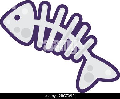 Gnawed skeleton and bones of cooked fish. Leftovers and scraps of food. Flat icon in stroke, element for infographics design. Simple cartoon outline v Stock Vector
