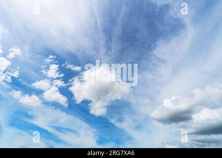 blue sky background with a tiny clouds Stock Photo