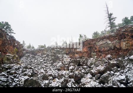 Ice Cave and Bandera Volcano in New Mexico Stock Photo