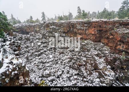 Ice Cave and Bandera Volcano in New Mexico Stock Photo