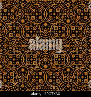 Oriental premium seamless pattern with abstract geometric rings stars and mystical symbols. Ornament for printing on fabric, cover and packaging. Grad Stock Vector