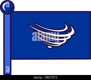 UNASUR flag on flagpole for registration of solemn event, meeting foreign guests. Union of South American Nations union. Simple vector isolated on whi Stock Vector