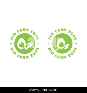 Bio farm eggs vector label. Organic egg circle icon. Stock Vector