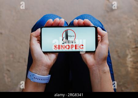 Brazil. 07th Aug, 2023. In this photo illustration, the Sinopec logo seen displayed on a smartphone. Credit: SOPA Images Limited/Alamy Live News Stock Photo