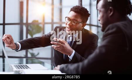 Working together with smile on face at the office Stock Photo