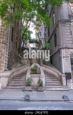 Istanbul, Turkey, Türkiye. Kamondo Stairs, Built in the 1870s, Karakoy District. Stock Photo