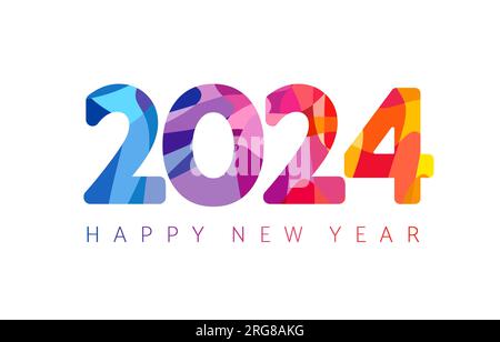 2024 colorful facet new year numbers. Christmas creative symbols Happy New Year greetings. Art design template 2024. Vector illustration Stock Vector