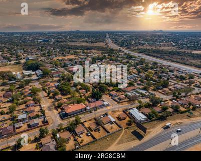 aerial view ,residential neighborhood, Gaborone city, in Gaborone capital of Botswana Stock Photo