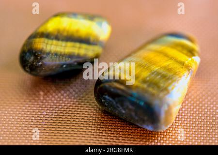 Gold Tiger Eye gemstone Stock Photo